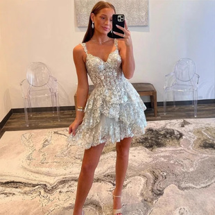 Amazon Cross-Border Suspender Short Dress Adult Sequin Heavy Luxury Party Party Slim Evening Dress