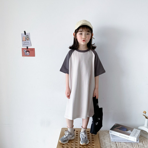 Summer Mother and Daughter Matching Outfits Baby Fashion Trendy Children's Personal Style Color-blocked Letter T-shirt Skirts