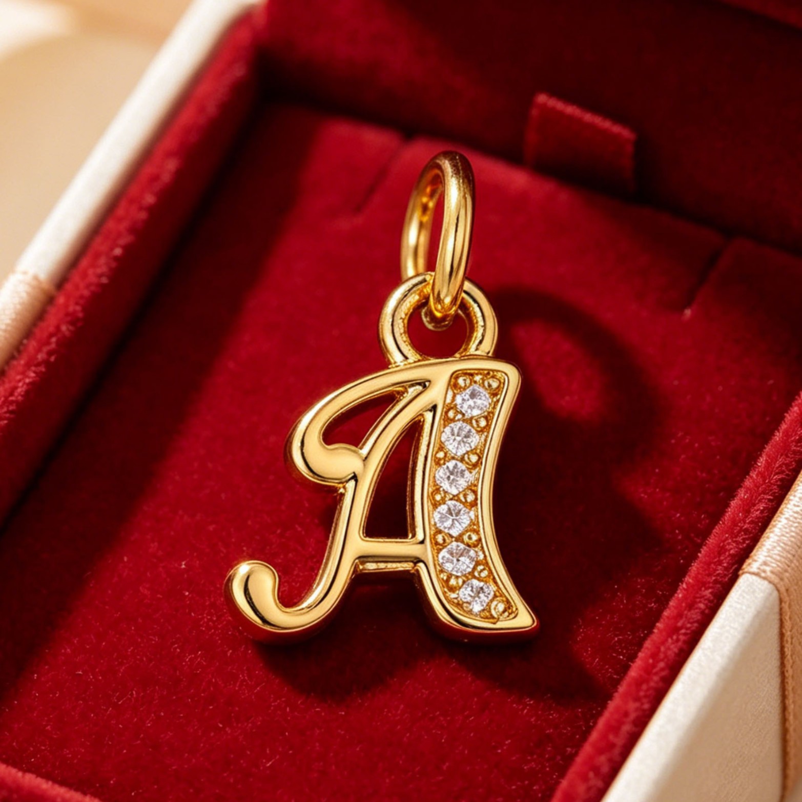 Cross-Border New Product Copper-Plated 18K Real Gold Jewelry Accessories with Diamond-Encrusted 26 English Letter Pendants, Fashionable In-Stock Items