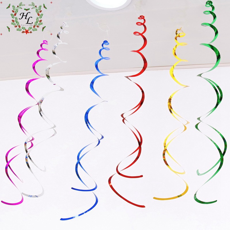Fiesta transfronteriza doble espiral adornos Año Nuevo cumpleaños tema decoración tienda vórtice Garland lentejuelas colgante al por mayor