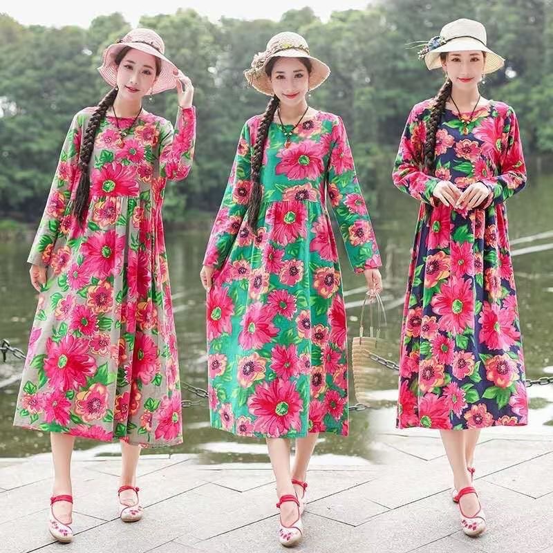 新款棉麻印花布 亚麻棉布混纺 服装面料 窗帘布 diy手工面料|ms