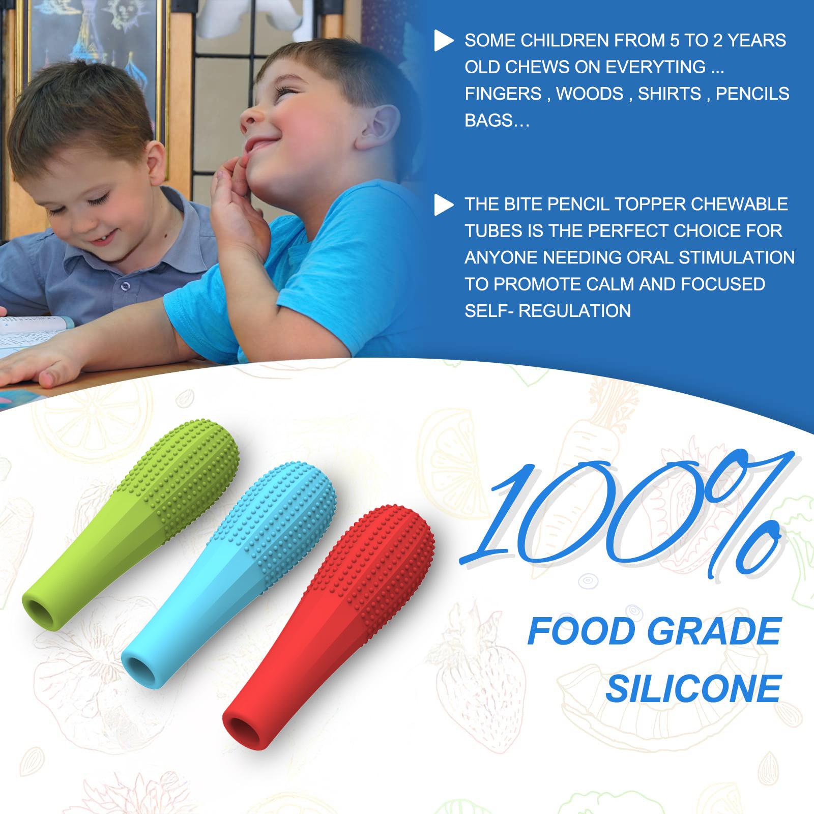 cubierta de lápiz descompresor tapa de lápiz peso de gravedad anti mordida de uñas autista hiperactividad varilla de dientes molares