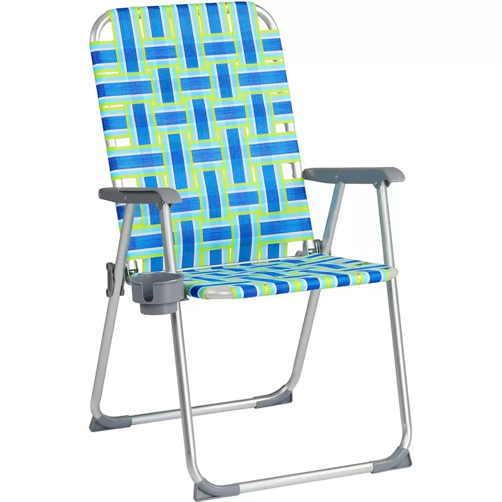 科捷定制沙滩折叠椅高靠背沙滩椅户外露营椅子折叠便携绑带椅