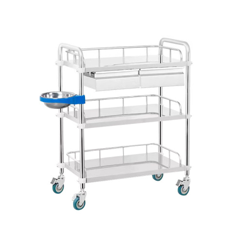 Stainless steel trolley, medical equipment cart, oral and dental department trolley, operating room instrument cart, hospital storage rack, tool cart