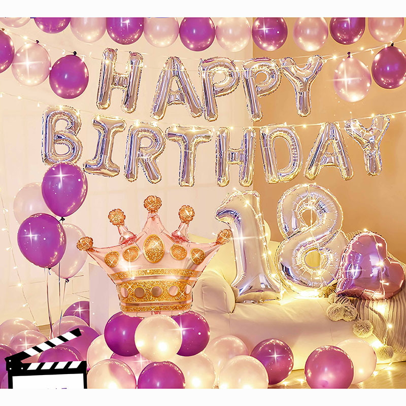 Feliz cumpleaños globo traje fiesta diseño 18 años de edad adulto ceremonia niños y niñas cumpleaños Fondo decoración de la pared globo