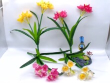 两叉6头水仙  把束小水仙假花 家居落地摆件绢花 影楼拍照道具仿