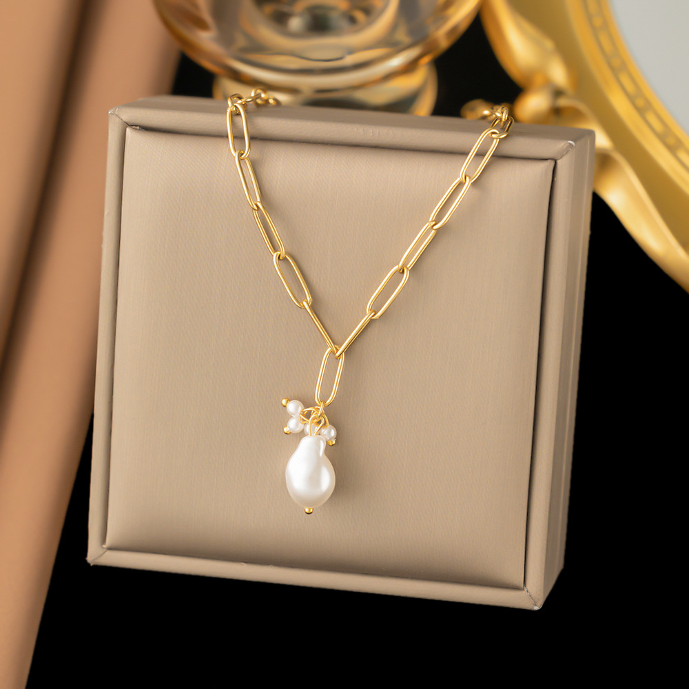 Collar al por mayor transfronterizo de las mujeres que no se desvanece elegante de lujo exquisito Acero de titanio nuevo nicho de las mujeres cadena de la clavícula de la moda del todo fósforo