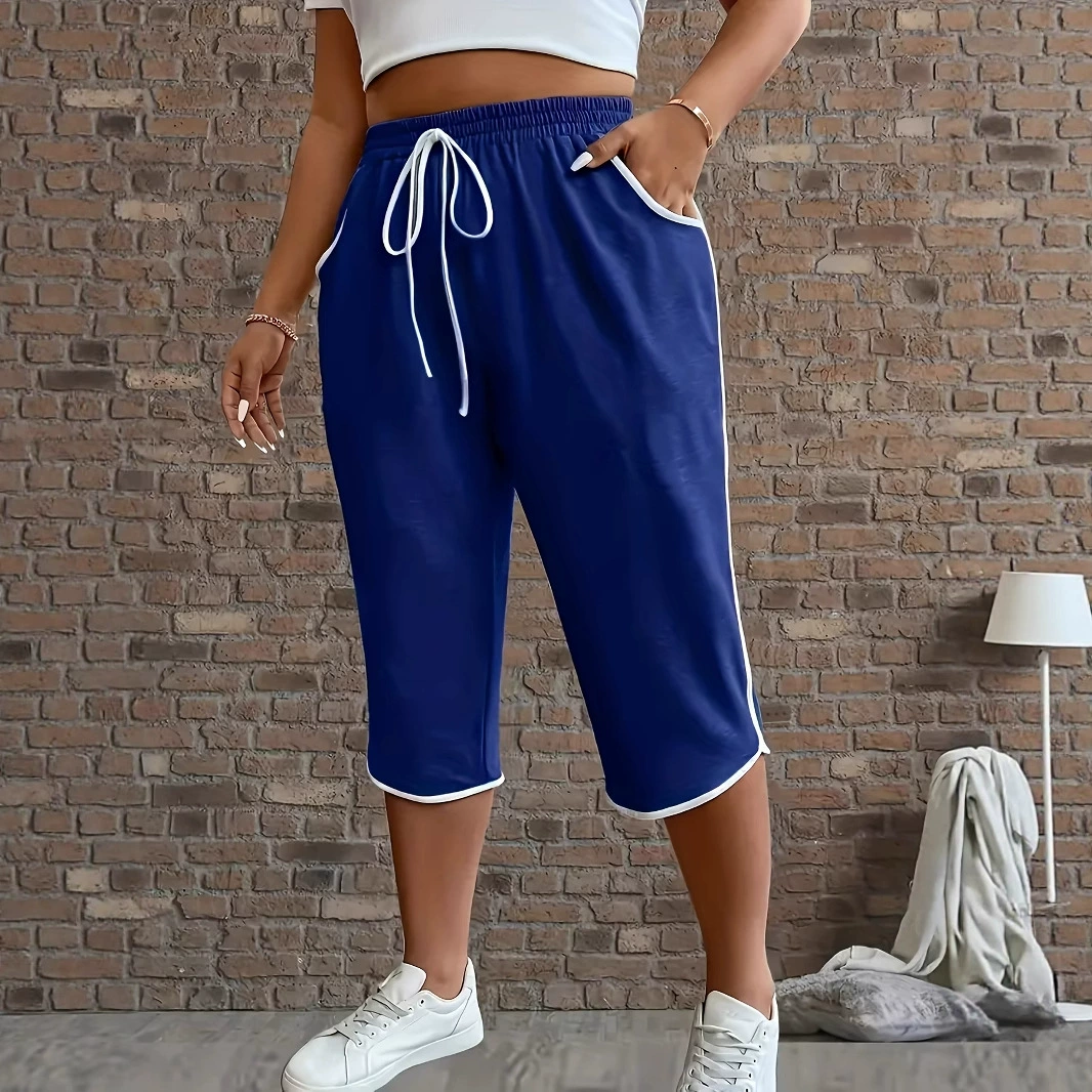 Универсальные повседневные брюки 7/8 в европейском и американском стиле, на шнурке, свободного кроя, однотонные, на все сезоны, 2026 год