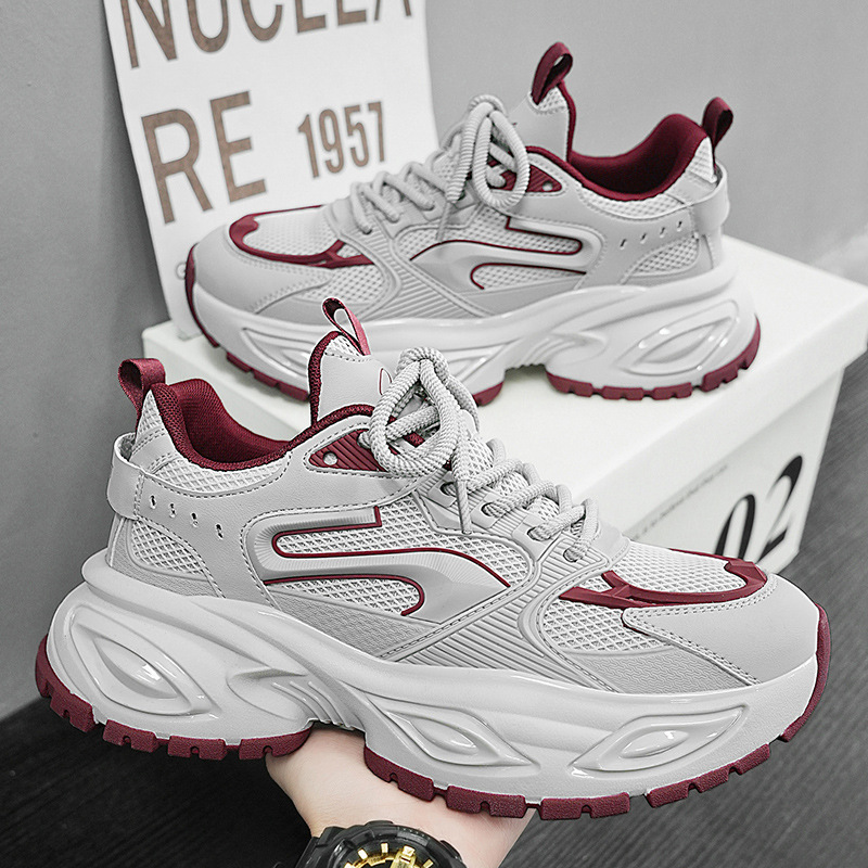 Zapatos de hombre 2025 nuevo verano casual versátil aumento de altura zapatos de papá zapatos casuales transpirables de malla de hombre