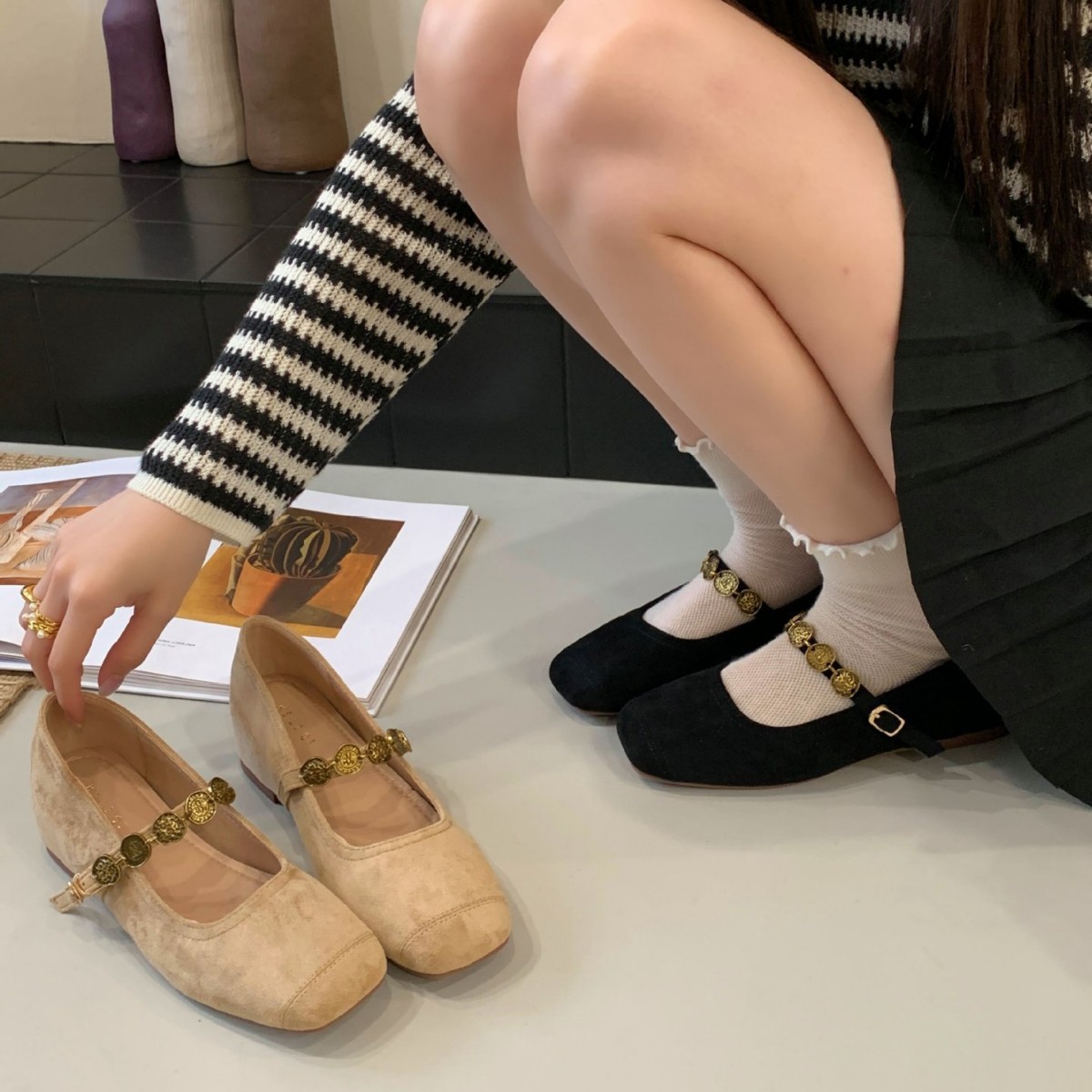 内增高玛丽珍鞋女2025秋季新款法式方头浅口单鞋