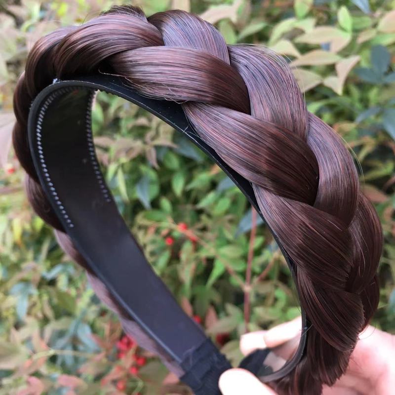 A34假髮發箍加粗加厚款深棕色