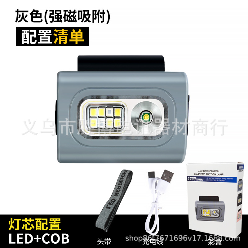 Lámpara de clip de chaqueta al aire libre transfronteriza multifunción camping pesca nocturna Lámpara de cabeza de carga USB Luz fuerte remoto LED faro