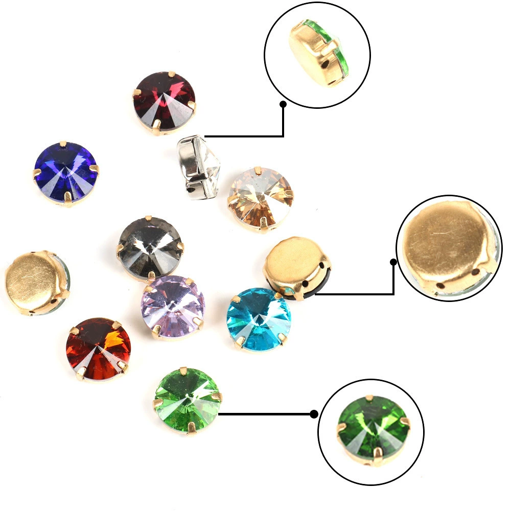Glass satellite claw diamond DIY flat diamond jewelry dress, shoe hak, holes, hand sewing diamond clothing accessories