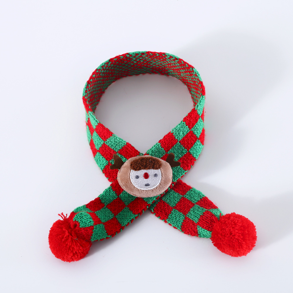 Mascota gato de peluche perro de lana de punto de copo de nieve Plaid felpa de Santa Claus alces bufanda caliente image 8