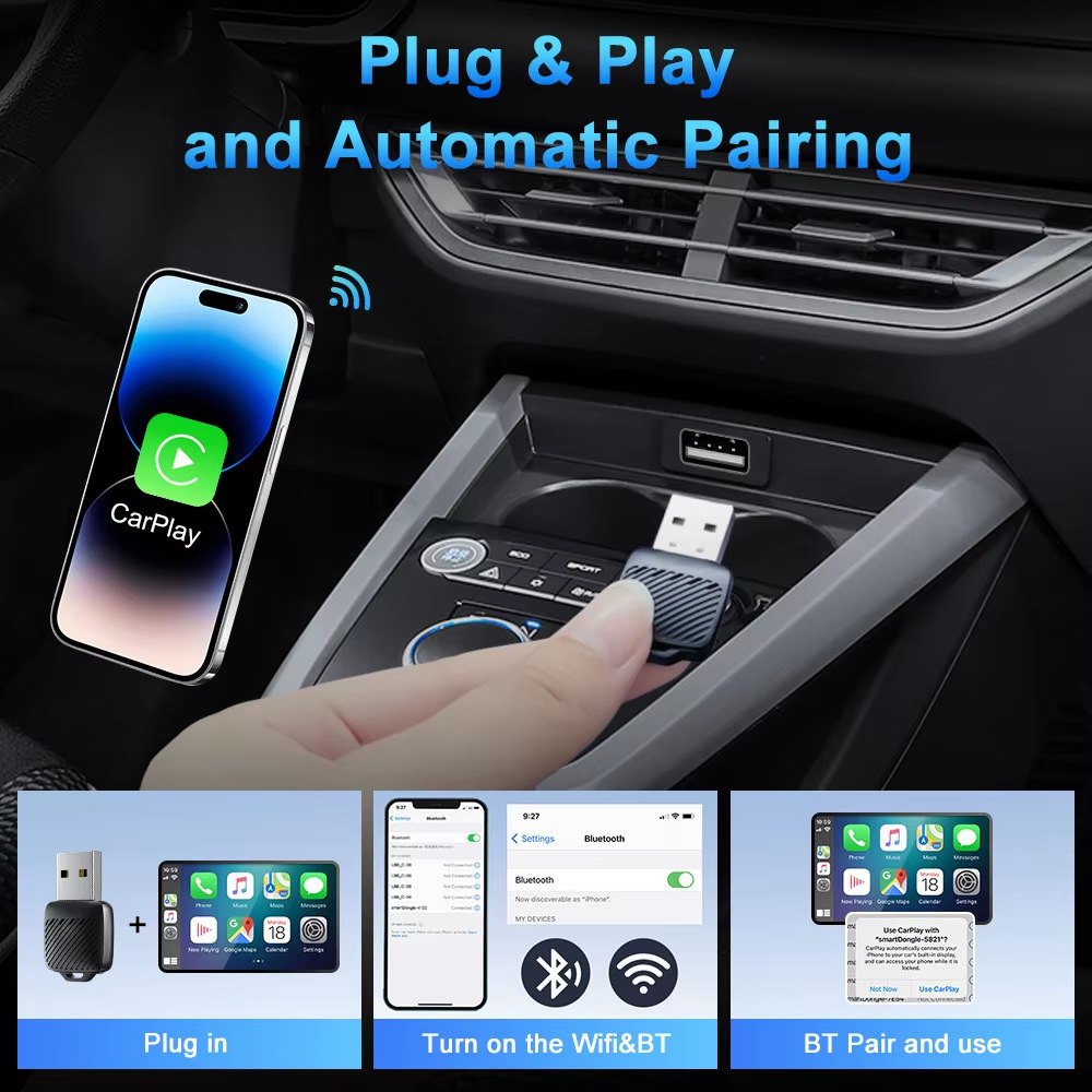 2-in-1 Wireless Carplay Box Android Auto Car Interconnection Adapter