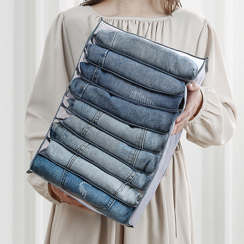 Pants storage artifact wardrobe clothes layered household partition box finishing basket clothing drawer storage box partition P