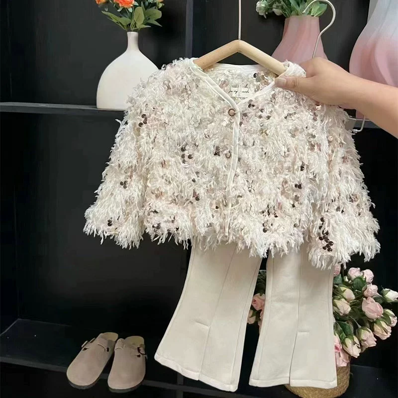 Jacket, nail sequins, autumn long-sleeve, for 3-8 years old
