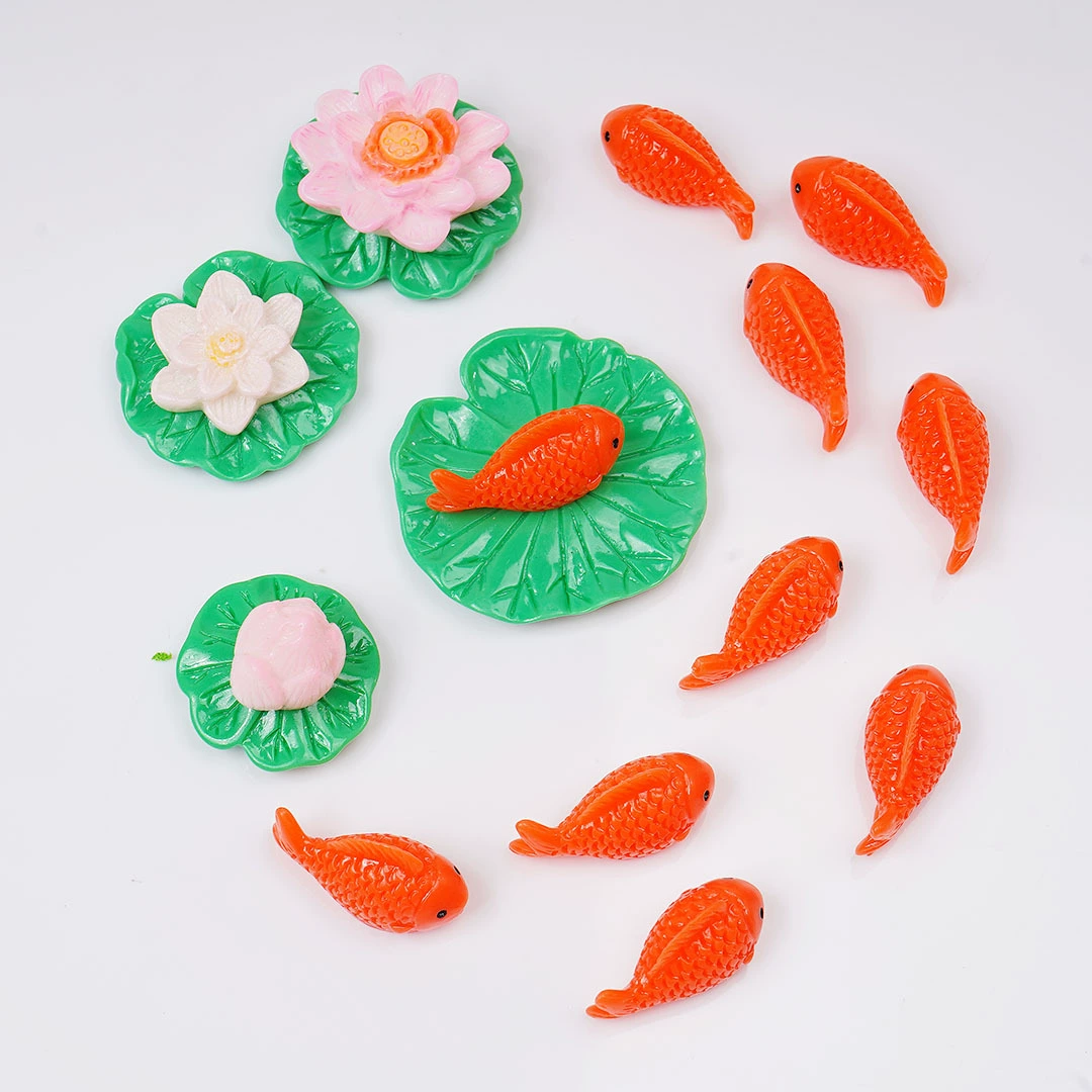 Новый трехмерный лист лотоса лотоса средиземноморский стиль смолы украшения микро-ландшафтный украшения лягушка креативный украшения украшения