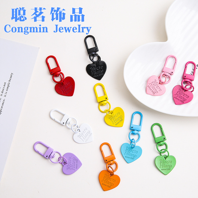 Creative diy candy color metal paint love key pendant colorful cute small fresh heart pendant jewelry Creative diy candy color metal paint love key pendant colorful cute small fresh heart pendant jewelry