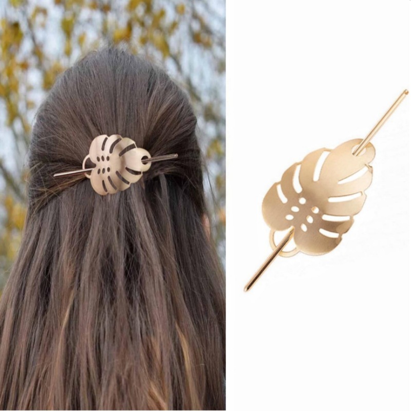 Nueva aleación brillante para mujeres accesorios de cabello metal hueco hojas de dibujo de cabello hojas de cabello cruzado al por mayor spot