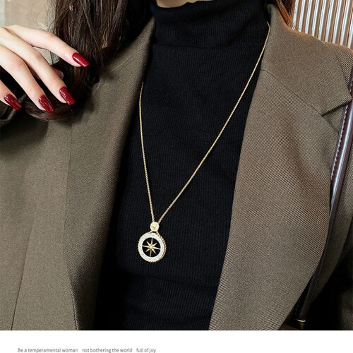 Korean Fall/Winter New Octagonal Star Sweatshirt Chain Sweatshirt Necklace for Women Trendy Influencer Style Hip-Hop Long Clothing Matching