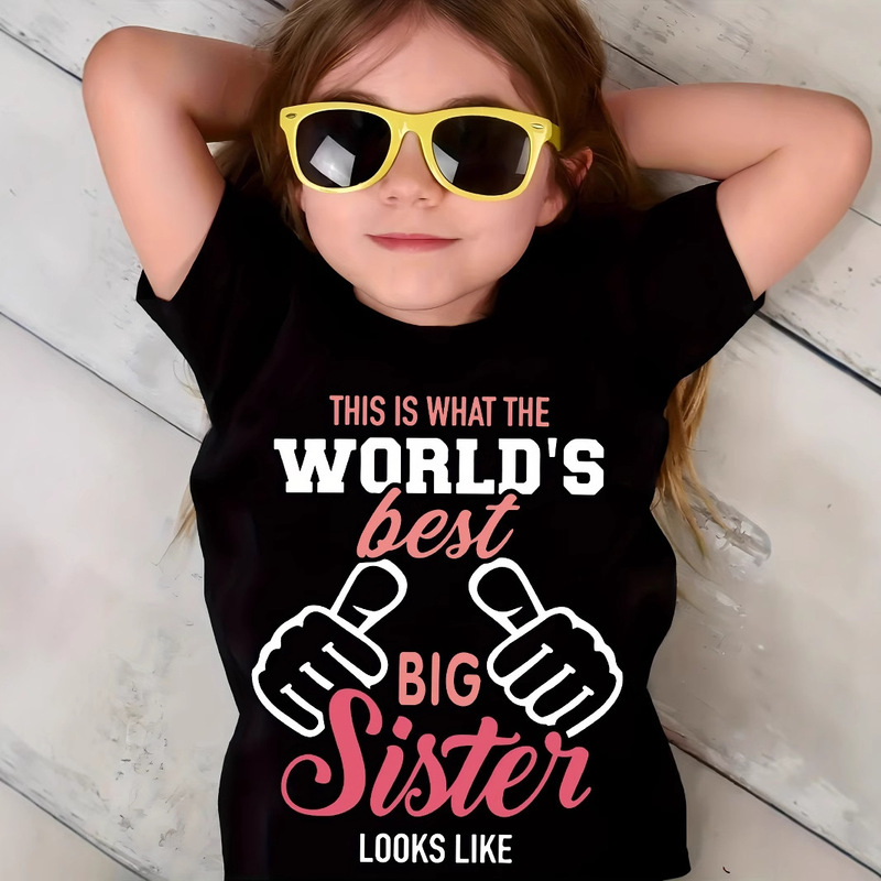 Foreign Trade Ready-Made Girls' Tops -'The Best Big Sister in the World -'Summer Cute T-Shirt Fashion