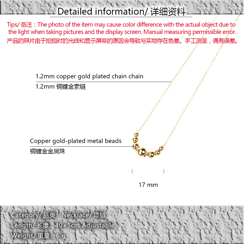 Wholesale Jewelry Retro Gold-plated Copper Beaded Necklace Nihaojewelry display picture 15