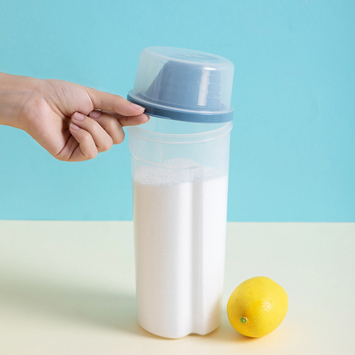 Household transparent laundry detergent storage tank plastic moisture-proof sealed box storage tank toiletries packaging box with measuring cup