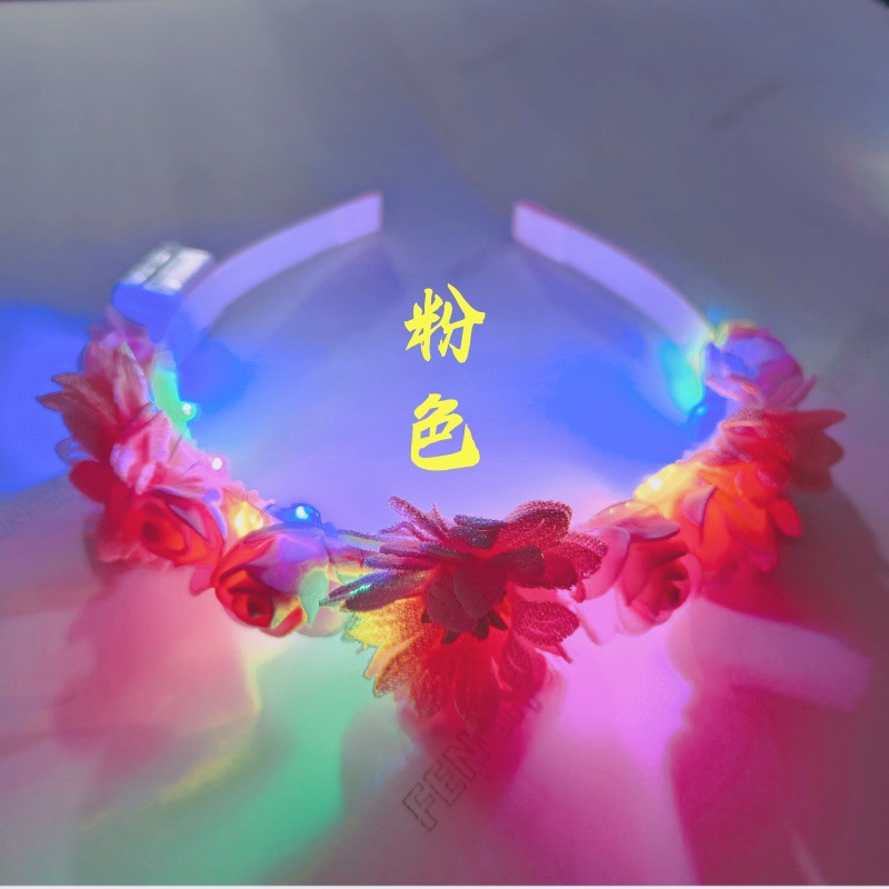 Nuevos niños luminosos, dulces y encantadores, diademas de flores de simulación transfronterizas europeas y americanas, venta caliente de puestos cuadrados de conciertos