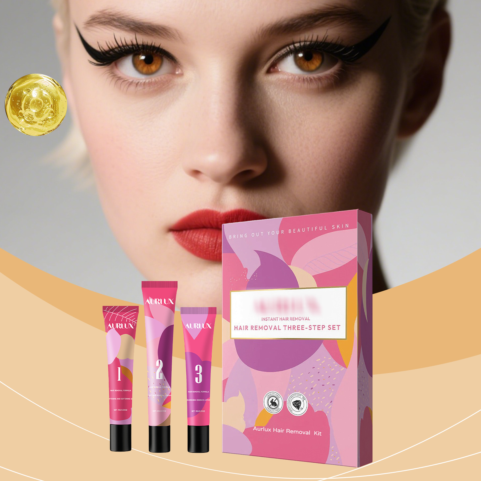 Facial Hair Removal Trilogy Set: Gentle, Moisturizing, Cleansing, Smoothing Facial Skin, Delicate and Refreshing, Purifying and Hair-Removing