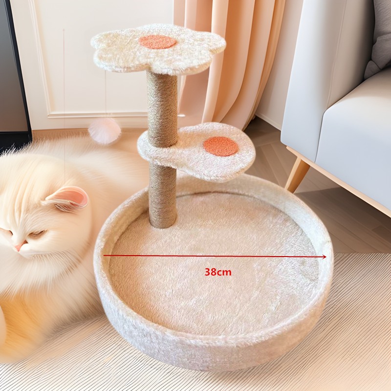 Rascador para Gatos con Poste de Sisal, Plataforma y Cama
