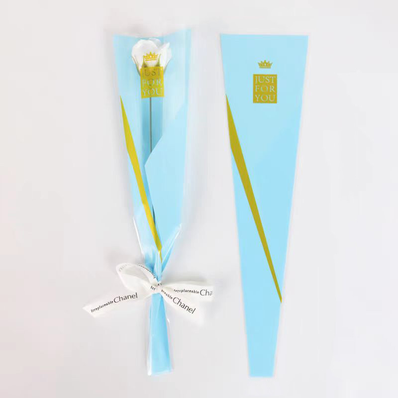 Día del maestro corona sola bolsa Rosa bolsa de embalaje ramo triángulo bolsa tienda de flores flor floral material de embalaje al por mayor