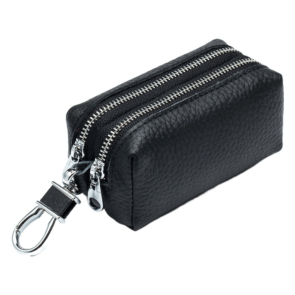 Large-Capacity Key Bag Double-Layer Soft Multi-Functional Card Holder for Men and Women Coin Purse Key Bag Household First-Layer Cowhide