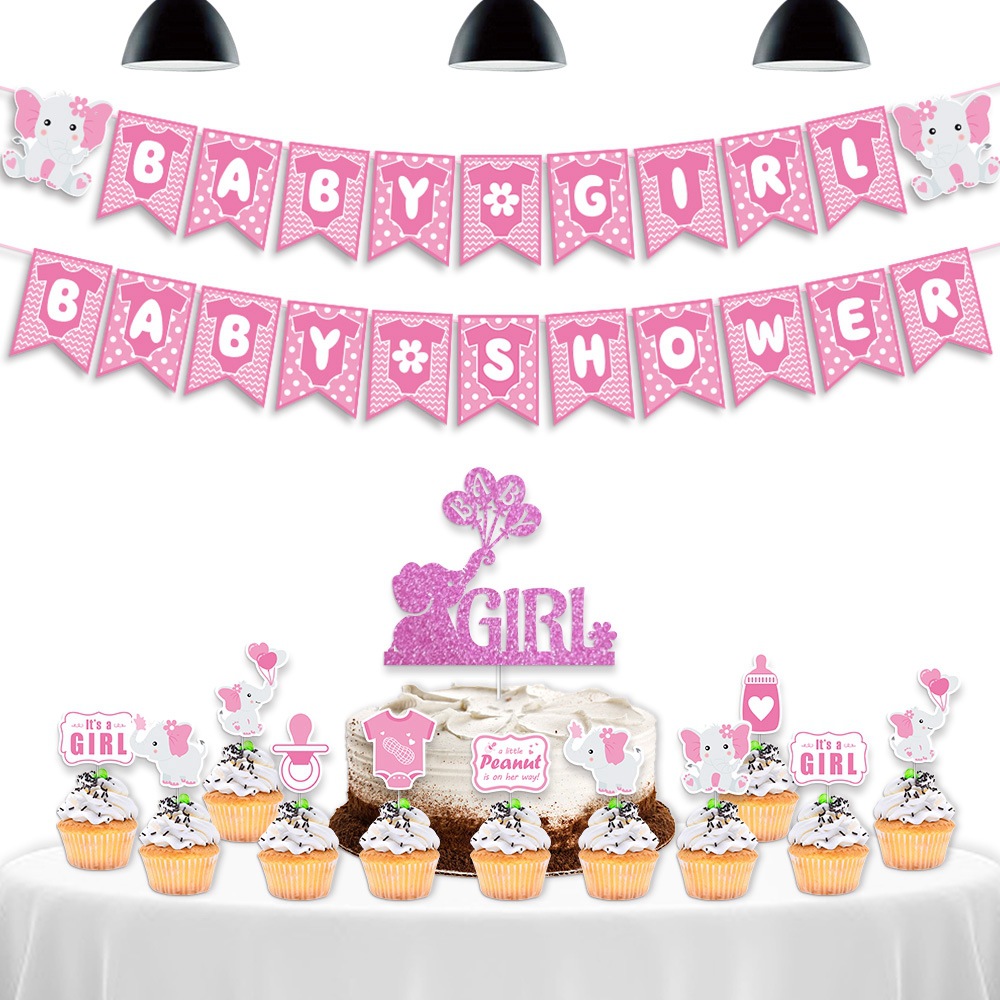 El nuevo estilo Yingying Pie para artículos de decoración Pink Elephant girl sexo revela la decoración de fiesta de baby shower