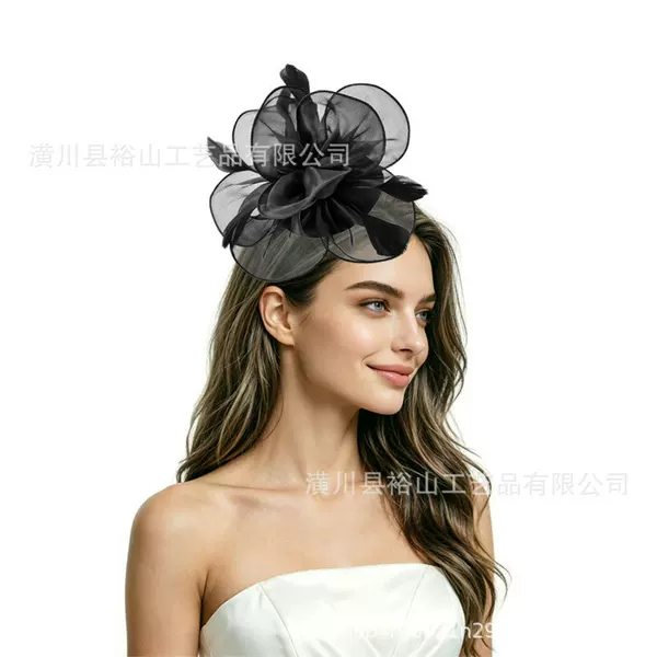 European and American Amazon cross-border headwear, fabric three-dimensional flower and feather hair accessories, bridal party hats