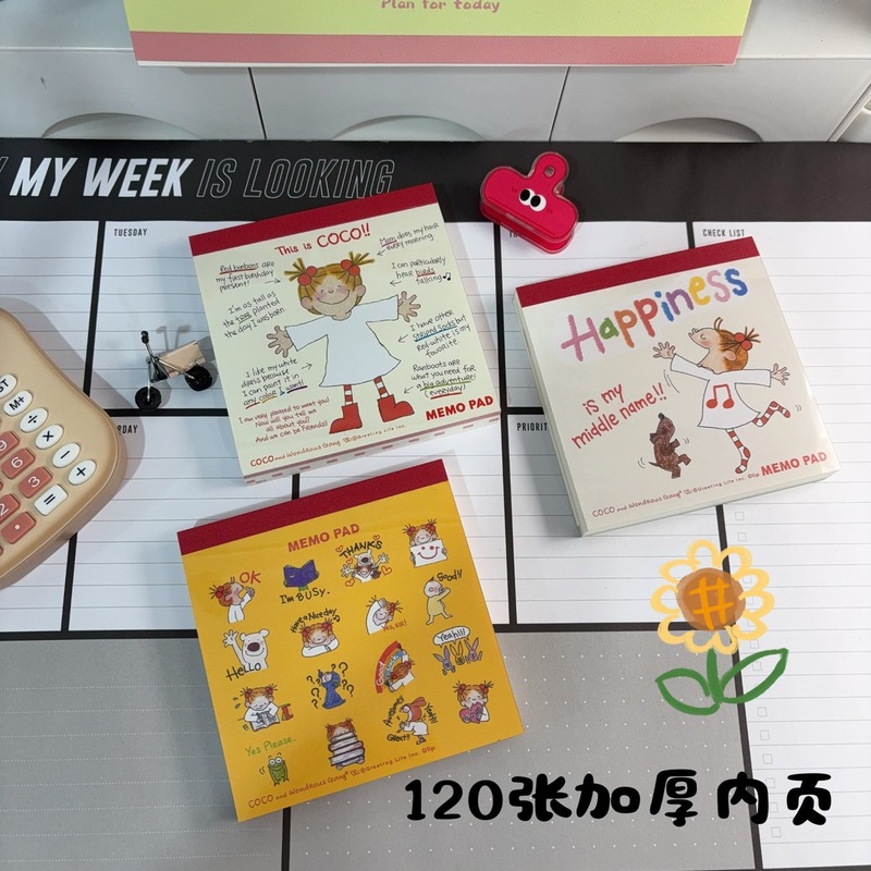 COCOちゃん便箋日本系アニメかわいいカラー内ページ粘着性のない便利な記事は、四角いノートを裂くことができる|undefined
