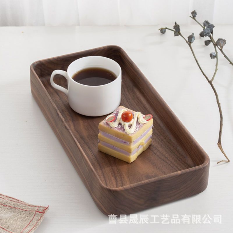 Nogal negro americano merienda plato de fruta seca tienda de postres bandeja de pastel de café multi-estilo opcional plato de desayuno de madera