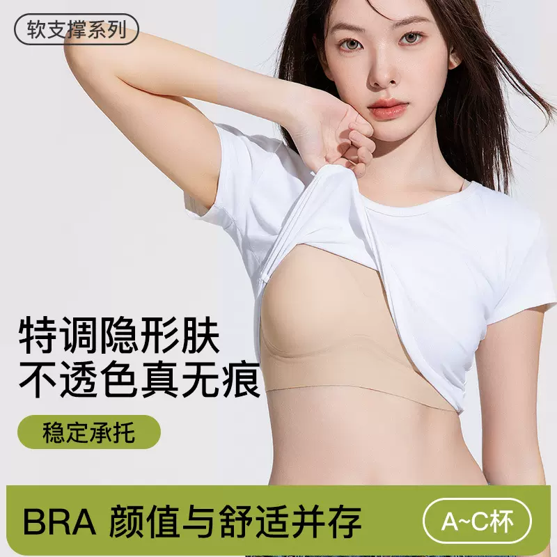 7A抗菌粉底液内衣女无痕隐形细肩带美背文胸运动薄款无钢圈胸罩夏