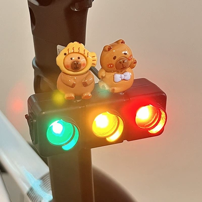 Tail light lights, rechargeable, cute crayon elephant - black-yellow-hat-capybara-bow-tie-capybara-charging-version-comes-with-a-data-cable