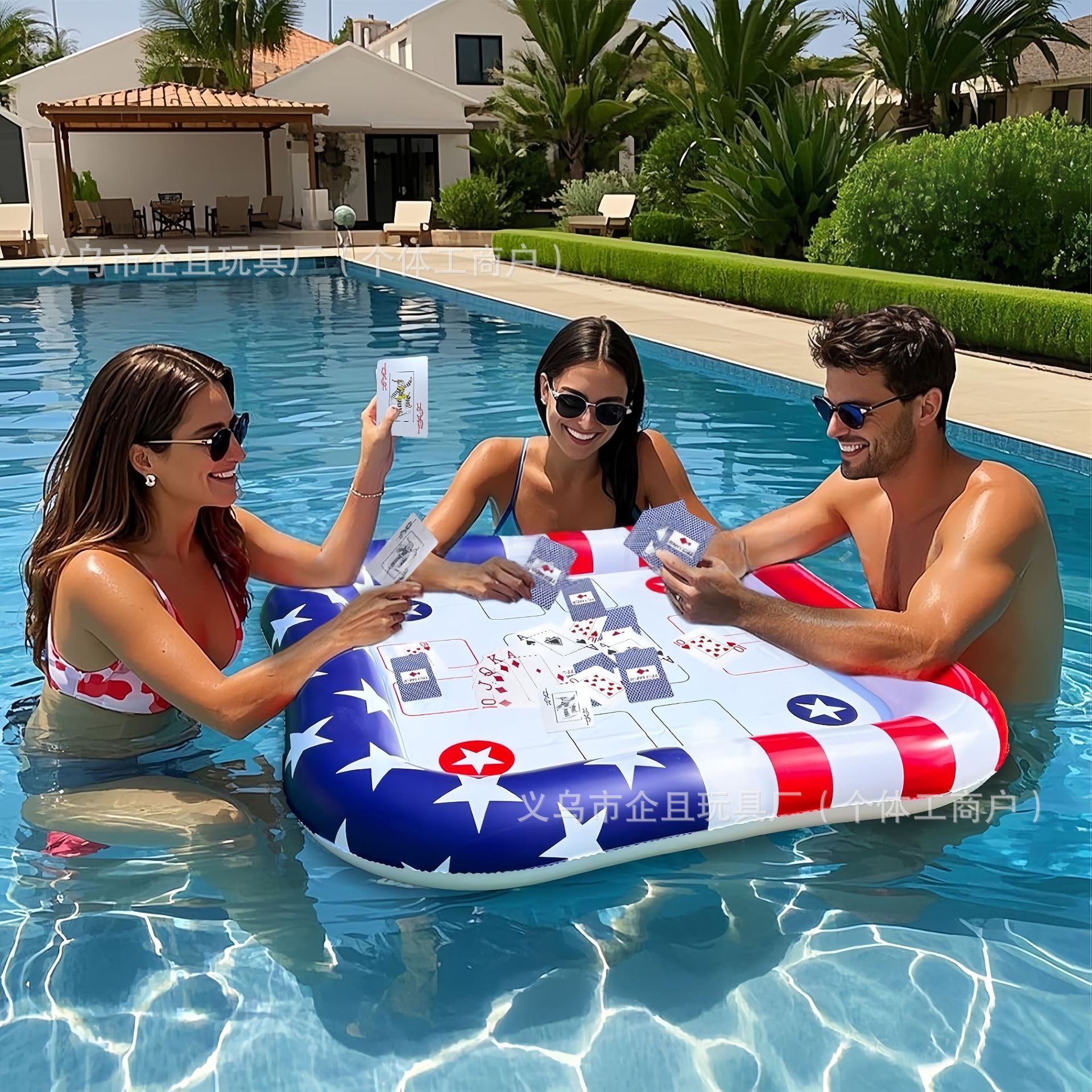 Cross-Border Customized Pvc American Flag Chess and Card Table Pool Water Game Table Toy Pvc Square Inflatable Ice Tray