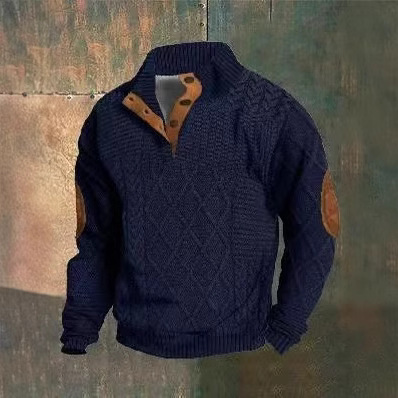 2025秋冬新款跨境卫衣3D数码印花立领男士街头潮流带扣polo卫衣