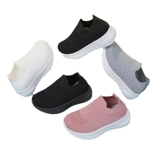 Children's sports shoes, white sneakers for boys and girls, soft sole, slip-on casual shoes, knitted mesh shoes, sizes 22-39