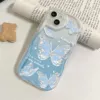 Синий, блёстки, бабочка, прозрачные отверстия