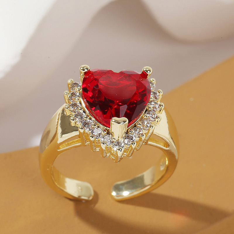 simple trend copper inlaid zirconium ring gold plating ring