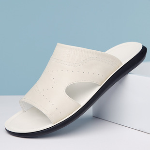 plus size 48 Summer New Men's Leather Sandals Soft Sole Wear-resistant Non-slip Breathable Beach Shoes for Men Outdoor Youth