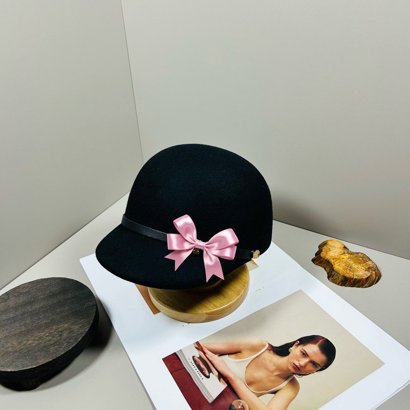 凯旋门金标小沿礼帽女士秋冬时尚羊毛呢帽子英伦复古百搭爵士帽潮|undefined