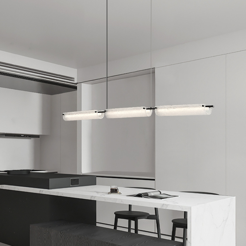 Italiano minimalista lujoso candelabro moderno de alta gama de vidrio nublado bronce creativo lámparas de restaurante