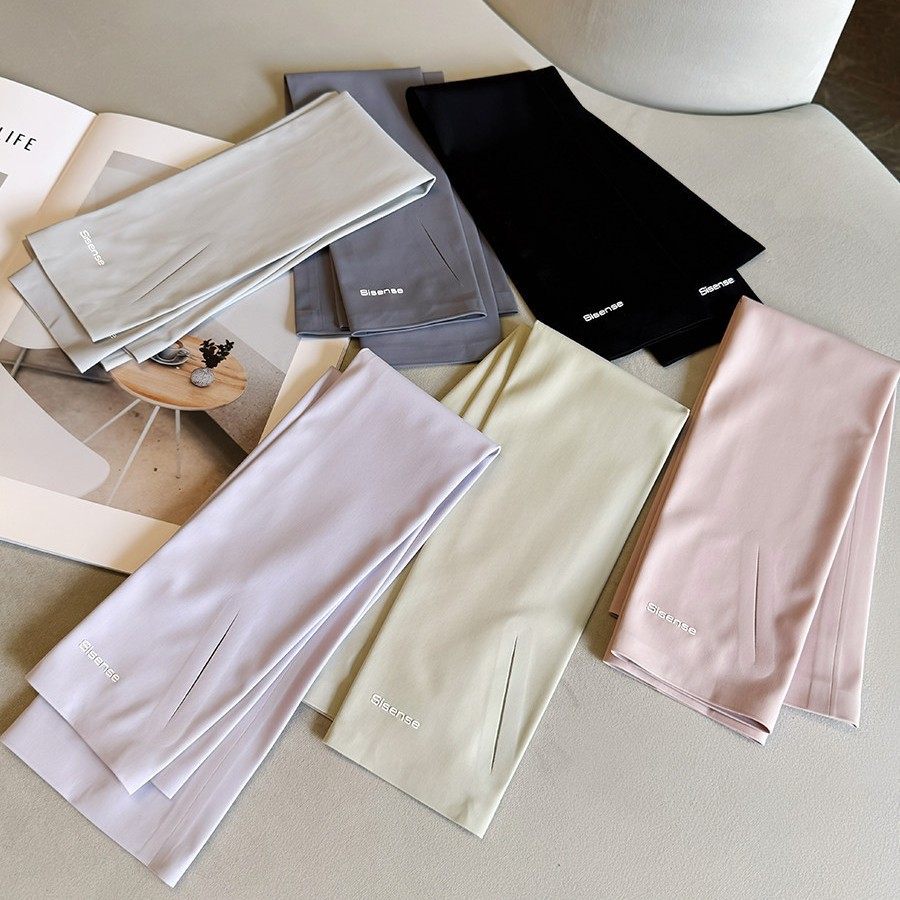 2026 New Style Lettered Solid Color Seamless Ice Sleeves for Women, Summer Uv Protection Thin Outdoor Sunshade Sun Protection Sleeves Trendy