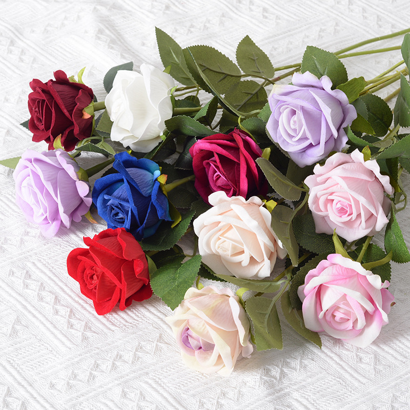 Artificial flannel rose single home wedding Valentine's Day red waterfall flower wall decoration handmade fake bouquet Artificial flannel rose single home wedding Valentine's Day red waterfall flower wall decoration handmade fake bouquet