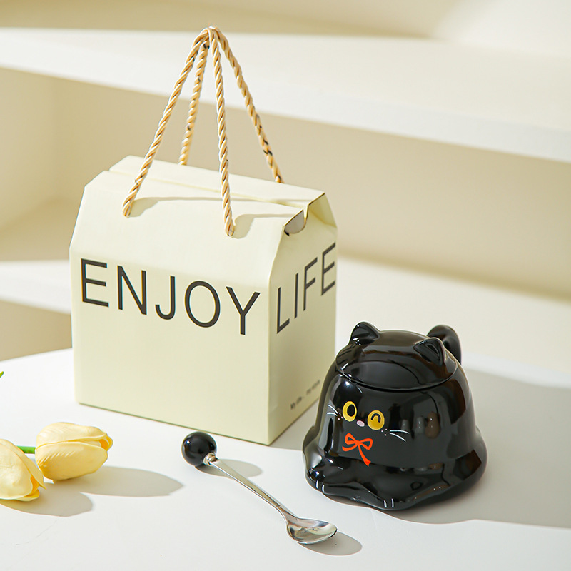 Tazas de dibujos animados de alto valor, tazas de cerámica, tazas de gato Siamese, lindas tazas de agua, regalos de cumpleaños creativos para niños y niñas